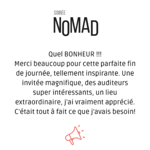 Témoignage d'appréciation de Soirée NOMAD - Développement Leadership